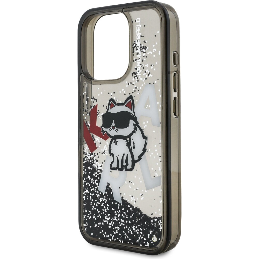 Karl-Lagerfeld-Liquid-Glitter-Scattered-Choupette-kryt-iPhone-16-Pro-Max-cerny
