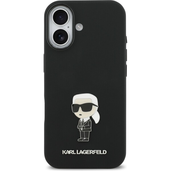 Karl-Lagerfeld-Liquid-Silicone-Metal-Ikonik-kryt-iPhone-17-cerny