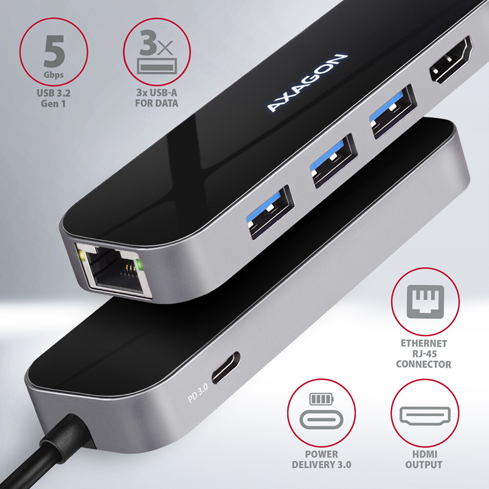 AXAGON-USB-hub-3x-USB-A-HDMI-RJ-45-kabel-USB-C