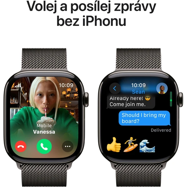 Apple Watch Series 10 Cellular 46mm Břidlicově šedý titan s břidlicově šedým milánským tahem S/M - Chytré hodinky - Obrázek 5EQ7000K01