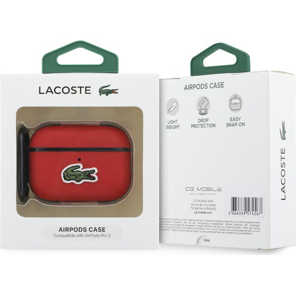 Lacoste-Petit-Pique-Croc-Logo-Patch-Pouzdro-pro-AirPods-Pro-3-cervene