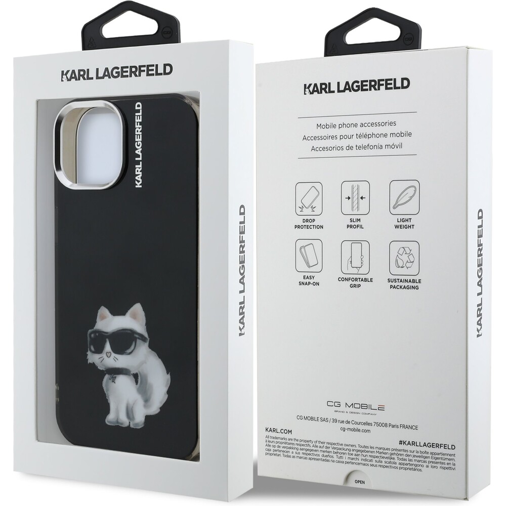 Karl-Lagerfeld-IML-Aquarelle-Choupette-kryt-iPhone-15-cerny