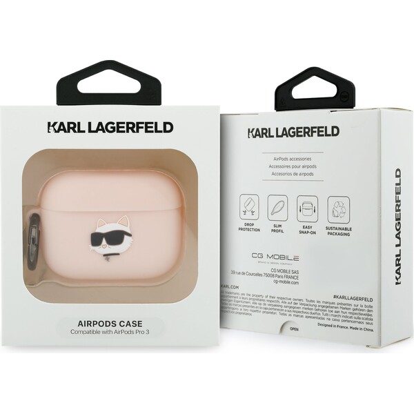 Karl-Lagerfeld-3D-Logo-NFT-Choupette-Head-silikonove-pouzdro-pro-AirPods-Pro-3-ruzove