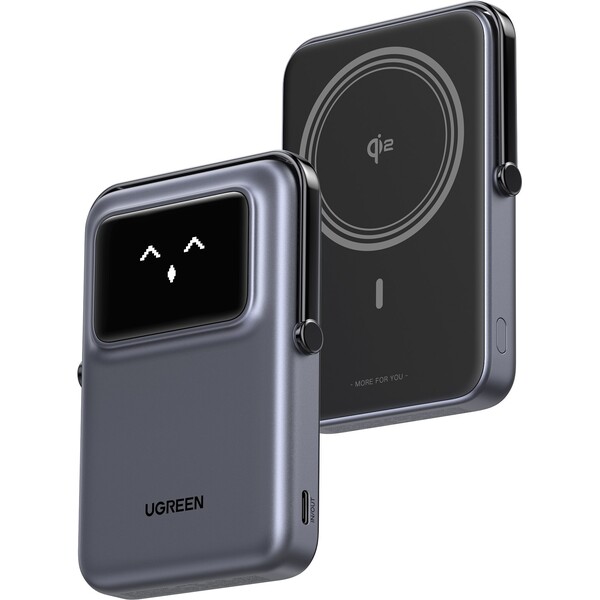 UGREEN-Uno-MagSafe-Qi2-Powerbanka-se-stojankem-10000-mAh-20W-tmave-seda