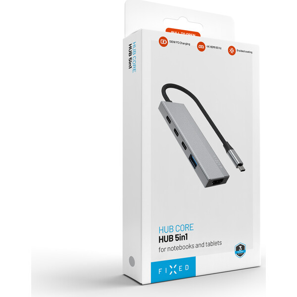 FIXED-5-portovy-hlinikovy-USB-C-HUB-Core-pro-notebooky-a-tablety-100W-PD-3-0-vesmirne-sedy