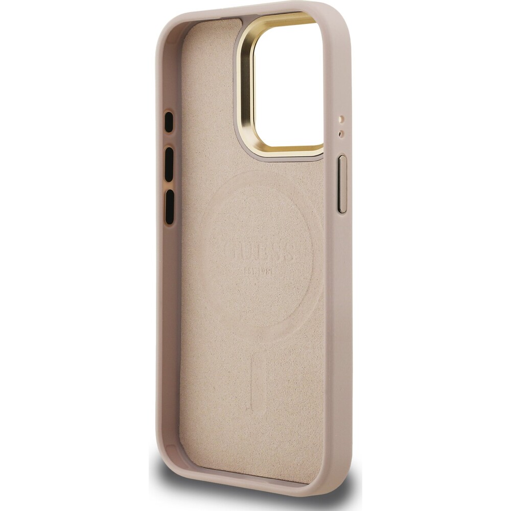 Guess-PU-4G-Strass-Triangle-Logo-Stand-Camera-Frame-MagSafe-kryt-iPhone-15-Pro-Max-ruzovy