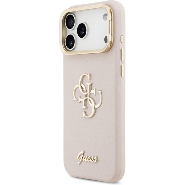 Guess-PU-Grained-4G-Logo-Stand-Camera-Frame-kryt-iPhone-17-Pro-Max-ruzovy