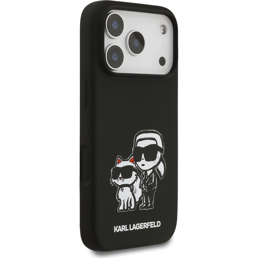 Karl-Lagerfeld-Liquid-Silicone-K-CH-Sketch-MagSafe-kryt-iPhone-17-Pro-cerny