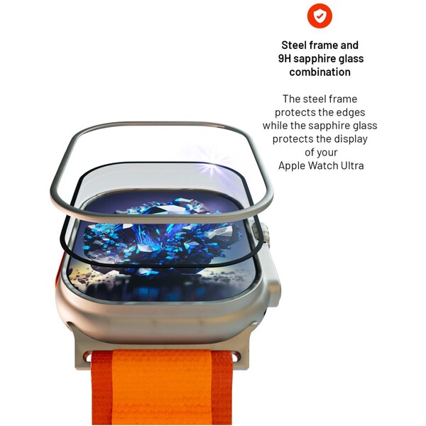 FIXED-safirove-sklo-pro-Apple-Watch-Ultra-s-ocelovym-rameckem