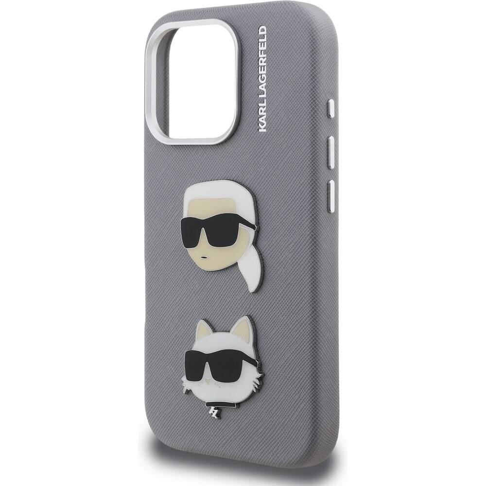 Karl-Lagerfeld-Grained-PU-K-CH-Heads-kryt-iPhone-16-Pro-Max-sedy