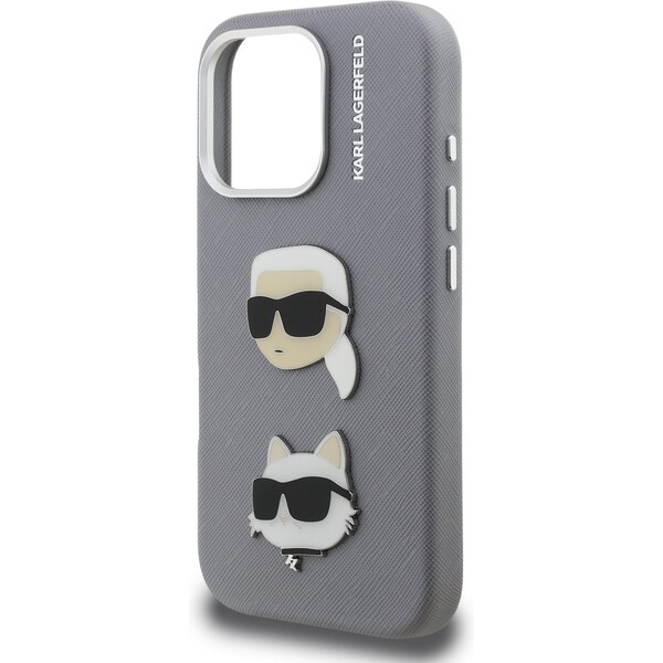 Karl-Lagerfeld-Grained-PU-K-CH-Heads-kryt-iPhone-16-Pro-Max-sedy