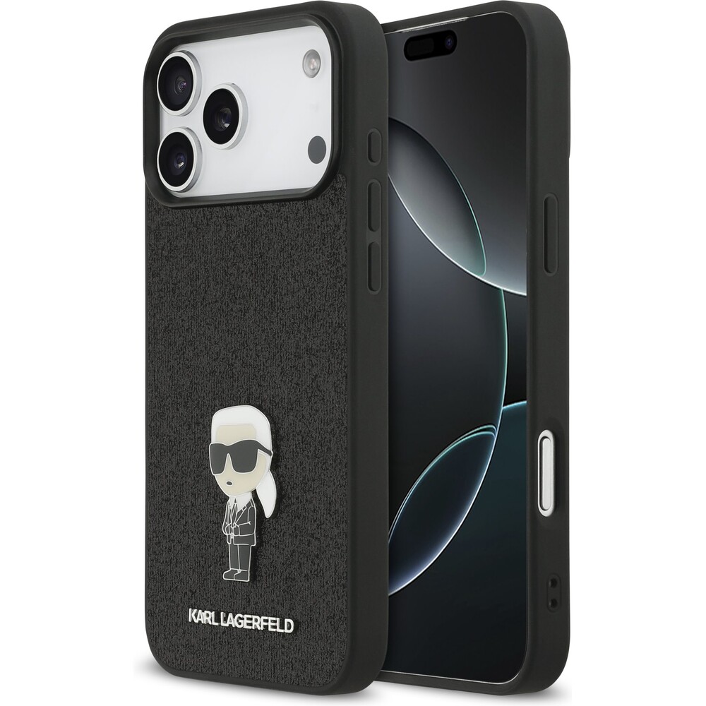Karl-Lagerfeld-Fixed-Glitter-Metal-Ikonik-kryt-iPhone-17-Pro-Max-cerny