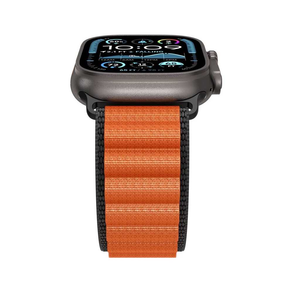 Spigen-Fabric-Band-hook-reminek-Apple-Watch-49-46-45-44mm-cerny-oranzovy