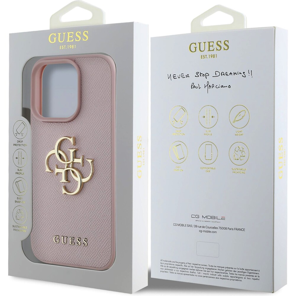 Guess-PU-Grained-4G-Metal-Logo-kryt-iPhone-15-Pro-ruzovy