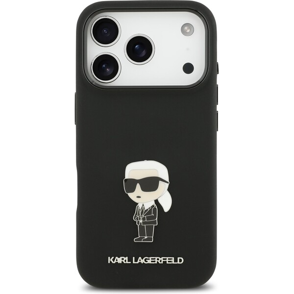 Karl-Lagerfeld-Liquid-Silicone-Metal-Ikonik-kryt-iPhone-17-Pro-cerny