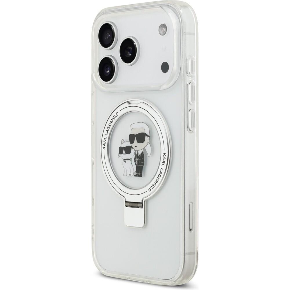 Karl-Lagerfeld-Ringstand-Karl-and-Choupette-MagSafe-kryt-iPhone-17-Pro-bily