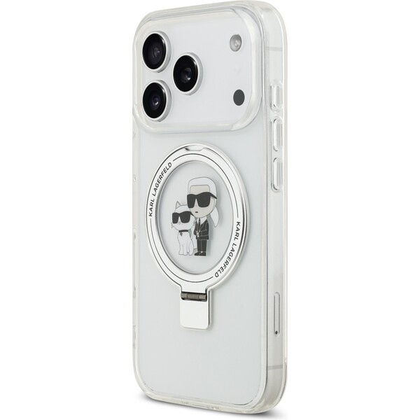 Karl-Lagerfeld-Ringstand-Karl-and-Choupette-MagSafe-kryt-iPhone-17-Pro-bily
