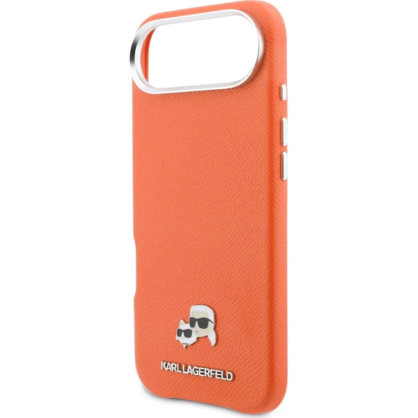 Karl-Lagerfeld-PU-Karl-and-Choupette-Heads-Pins-MagSafe-kryt-iPhone-Air-oranzovy