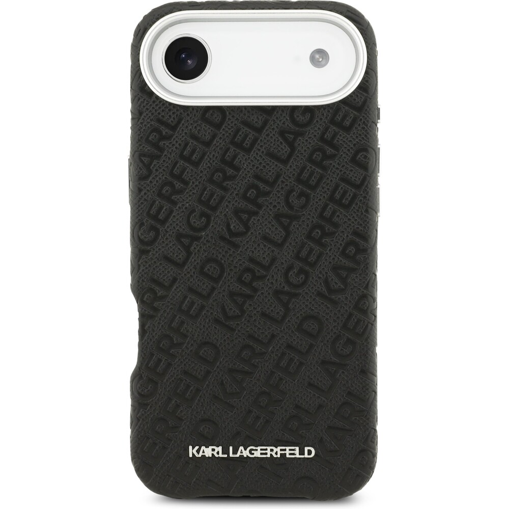 Karl-Lagerfeld-Grained-PU-Repeated-Logo-MagSafe-kryt-iPhone-Air-cerny