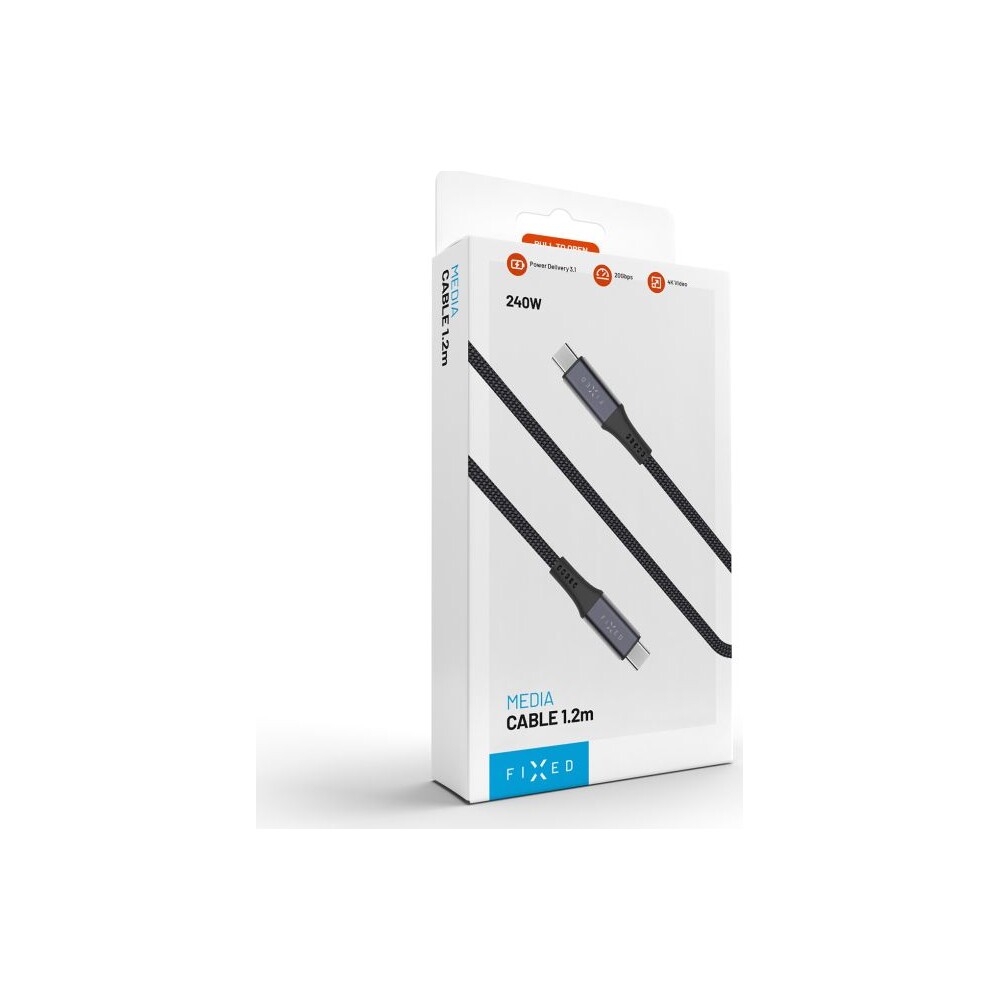 FIXED-Multimedia-Cabel-USB-C-napajeci-a-datovy-kabel-4K-60z-20Gbps-240W-2m-sedy