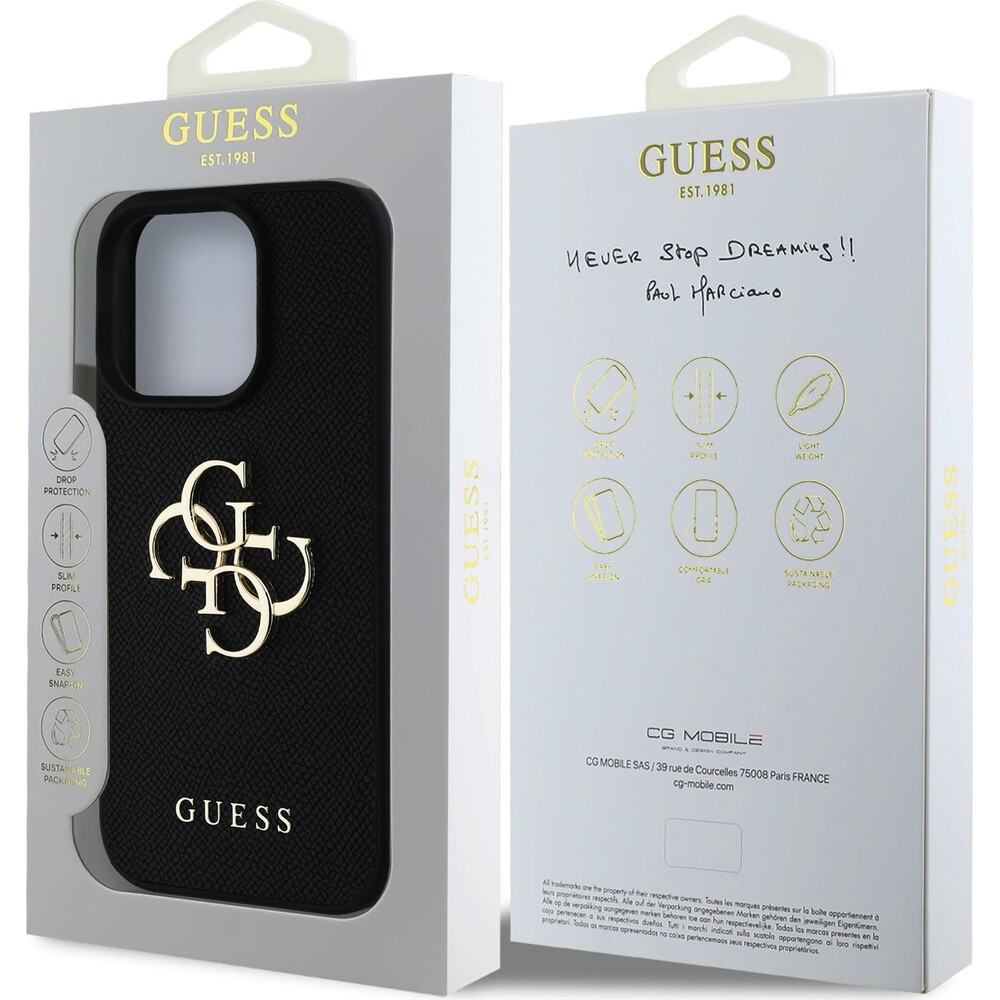 Guess-PU-Grained-4G-Metal-Logo-kryt-iPhone-15-Pro-cerny