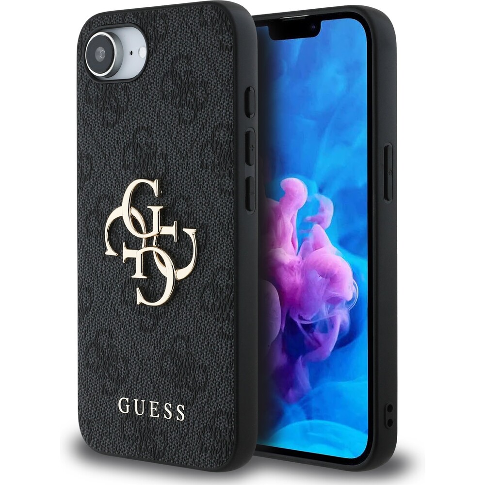 Guess-PU-4G-Metal-Logo-kryt-iPhone-17e-16e-sedy