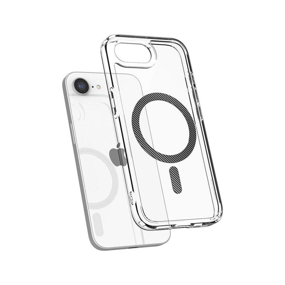 Spigen-Ultra-Hybrid-MagSafe-kryt-iPhone-17e-16e-clear-carbon-fiber