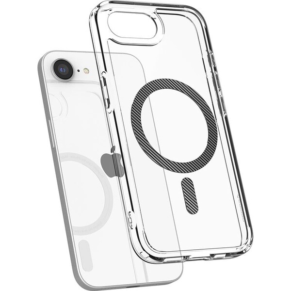 Spigen-Ultra-Hybrid-MagSafe-kryt-iPhone-17e-16e-clear-carbon-fiber
