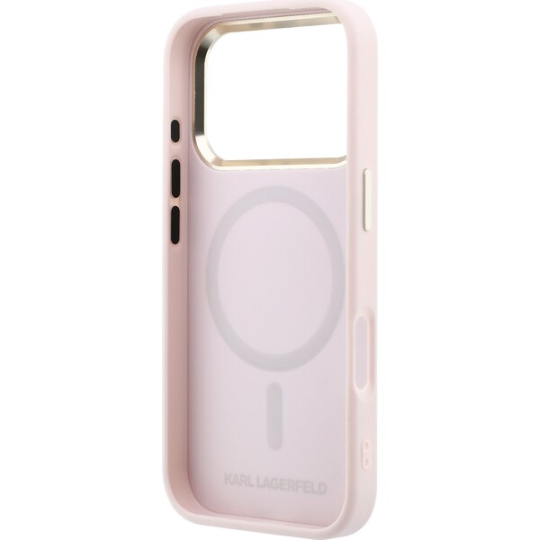 Karl-Lagerfeld-PU-Perforated-Monogram-MagSafe-kryt-iPhone-17-Pro-ruzovy