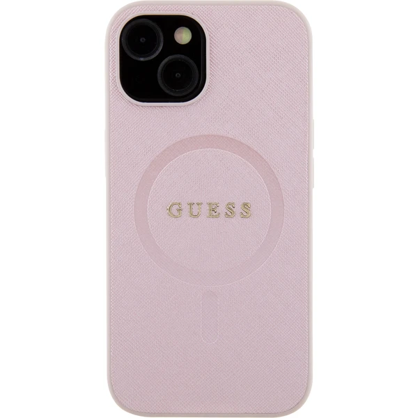 Guess PU Saffiano MagSafe kryt iPhone 15 růžový - Pouzdra - Obrázek 6092000N01