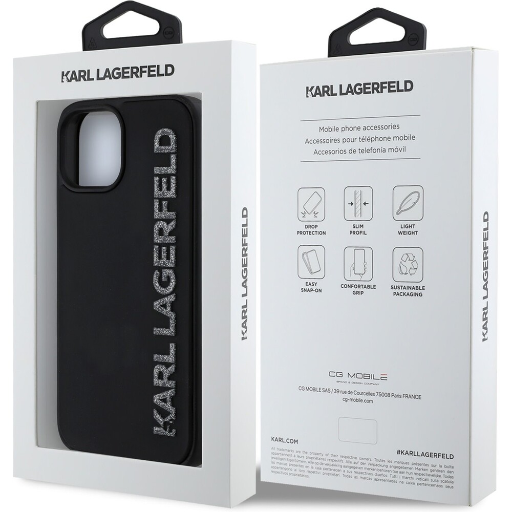 Karl-Lagerfeld-3D-Rubber-Glitter-Logo-kryt-iPhone-14-cerny