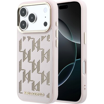 Karl Lagerfeld PU Perforated Monogram MagSafe kryt iPhone 17 Pro Max růžový