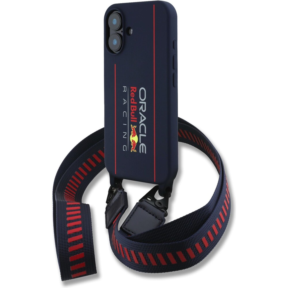 Oracle-Red-Bull-Racing-Silicone-Vertical-Logo-MagSafe-zadni-kryt-Crossbody-popruh-iPhone-16-modry