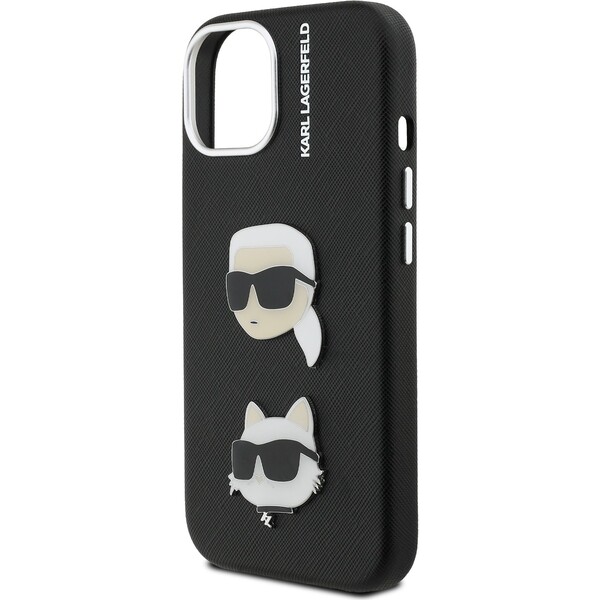 Karl-Lagerfeld-Grained-PU-K-CH-Heads-kryt-iPhone-15-cerny