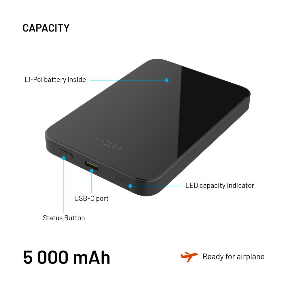 FIXED-MagZen-5-Crystal-MagSafe-Qi2-powerbanka-5000mAh-cerna
