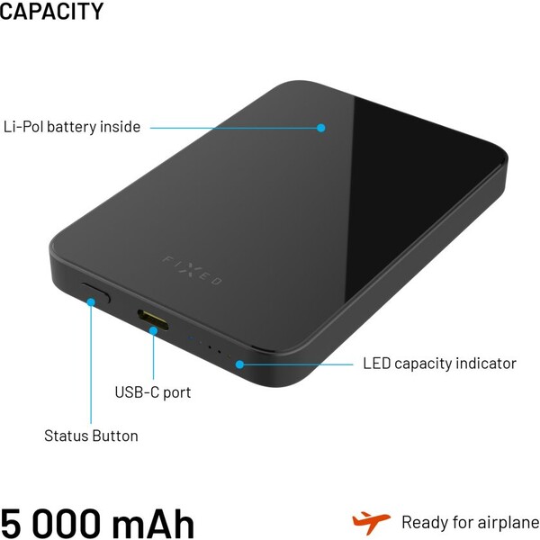 FIXED-MagZen-5-Crystal-MagSafe-Qi2-powerbanka-5000mAh-cerna