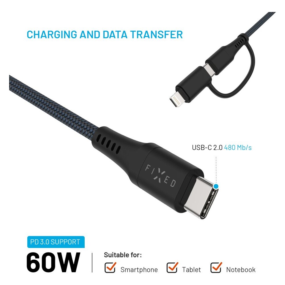 FIXED-2v1-napajeci-kabel-60W-3m-cerny