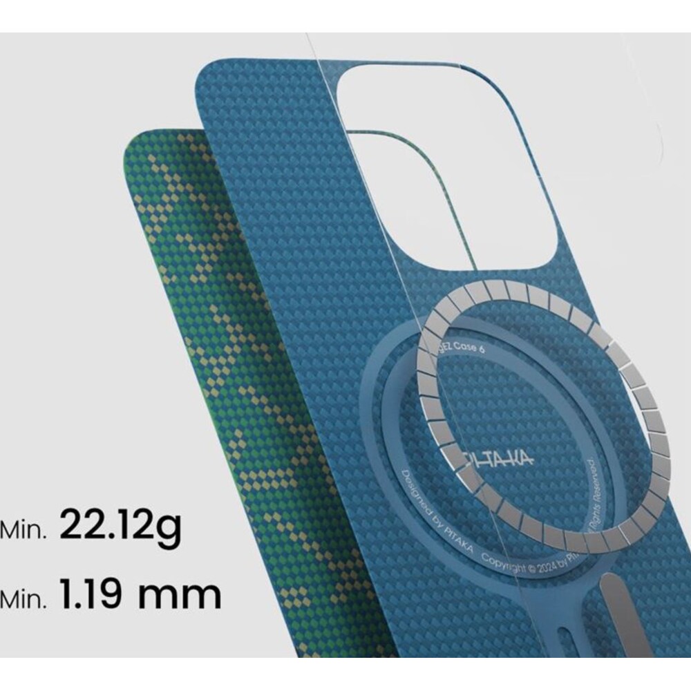 Pitaka-Tactile-Woven-Case-kryt-iPhone-16-Pro-Max-PTK-Green-Gold