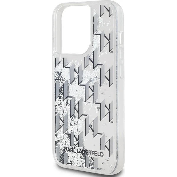 Karl Lagerfeld Liquid Glitter Monogram Gradient zadní kryt iPhone 14 Pro Max bílý - Pouzdra - Obrázek 61O5000J01