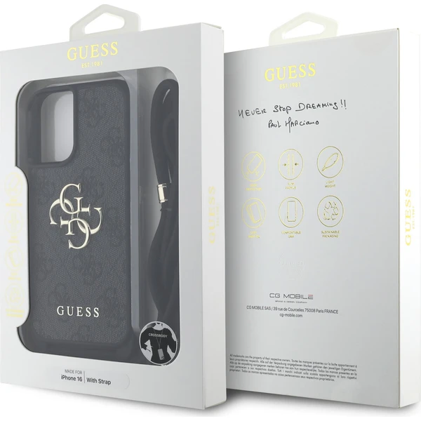 Guess-PU-4G-Metal-Logo-Crossbody-popruh-kryt-iPhone-16-cerny
