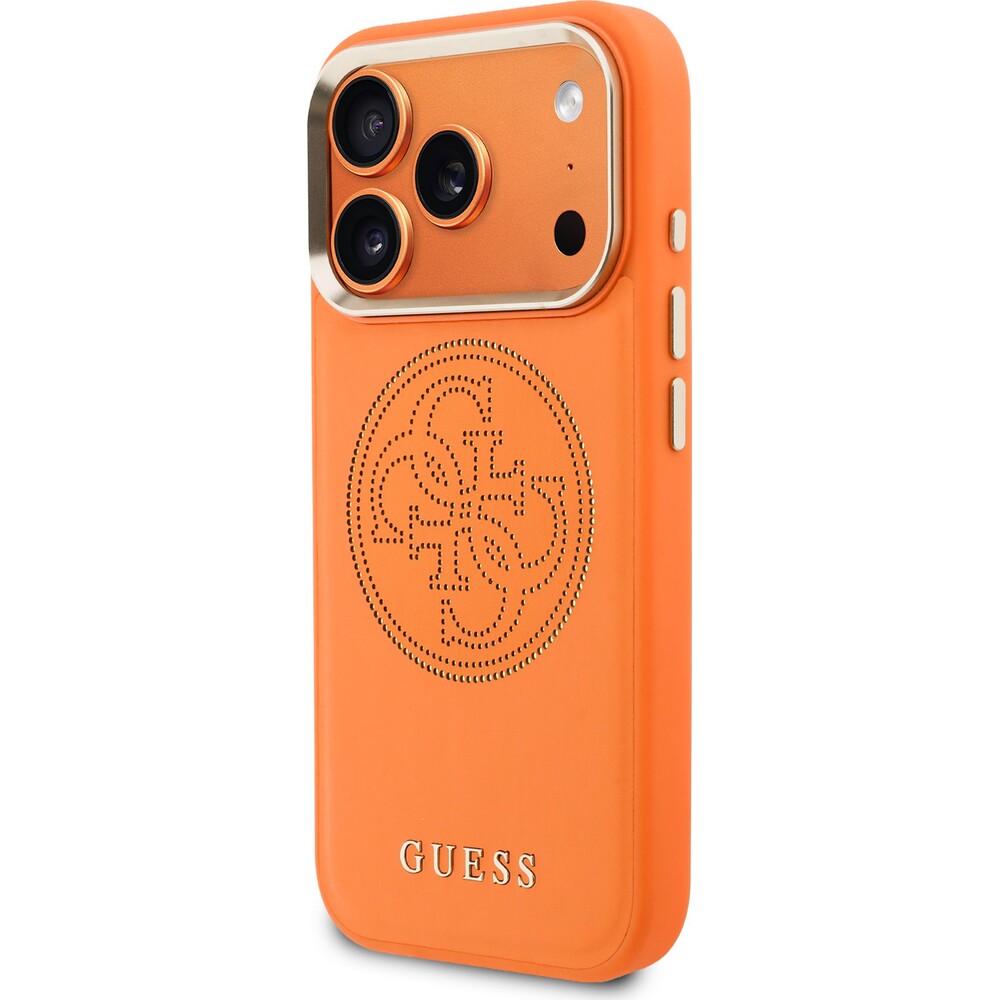 Guess-PU-Perforated-4G-Logo-MagSafe-kryt-iPhone-17-Pro-Max-oranzovy