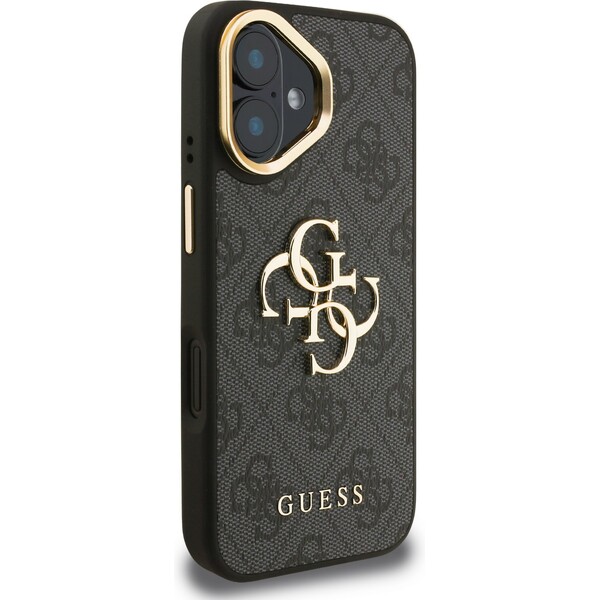 Guess-PU-4G-Metal-Logo-Stand-Camera-Frame-kryt-iPhone-16-cerny