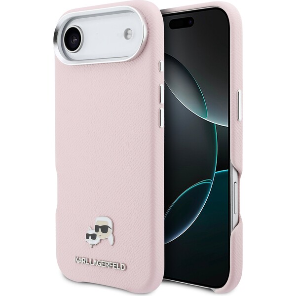 Karl-Lagerfeld-PU-Karl-and-Choupette-Heads-Pins-MagSafe-kryt-iPhone-Air-ruzovy