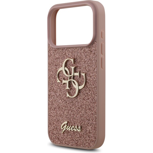 Guess-PU-Fixed-Glitter-4G-Metal-Logo-kryt-iPhone-17-Pro-ruzovy