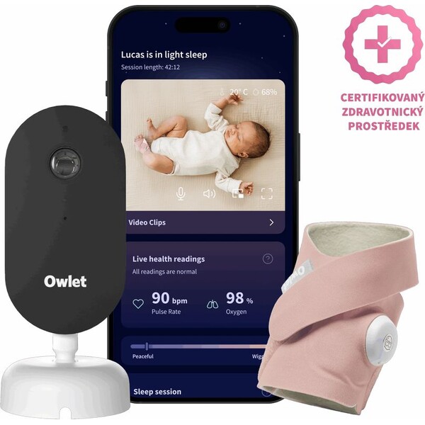 Owlet-Dream-Duo-3-gen-chytra-ponozka-Owlet-Dream-Sock-kamera-Owlet-Dream-Sight-ruzova