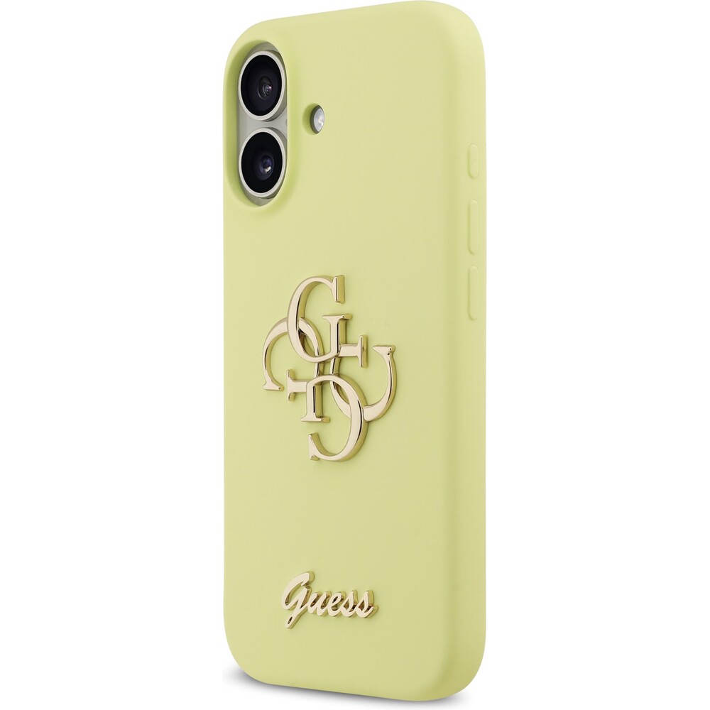 Guess-Liquid-Silicone-4G-Metal-Logo-kryt-iPhone-17-zluty