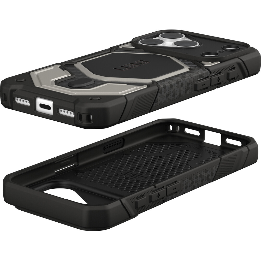 UAG-Monarch-Pro-MagSafe-Titanium-kryt-iPhone-18-Pro-17-Pro-stribrny