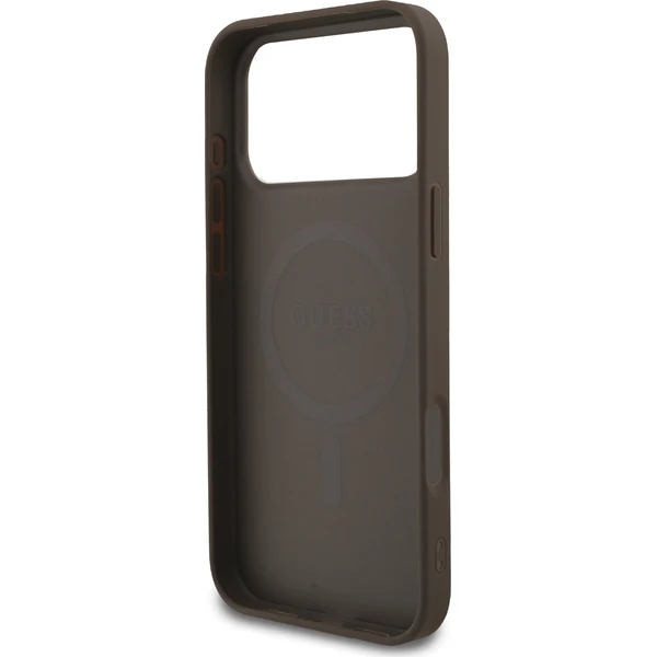 Guess-PU-Leather-4G-Colored-Ring-MagSafe-Zadni-Kryt-pro-iPhone-17-Pro-Max-hnedy