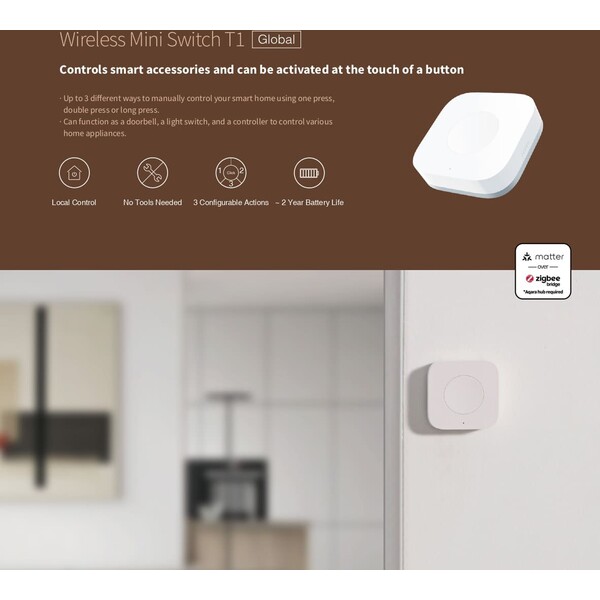 AQARA-Wireless-Mini-Switch-T1-Zigbee-3-0-dalkovy-ovladac-bily