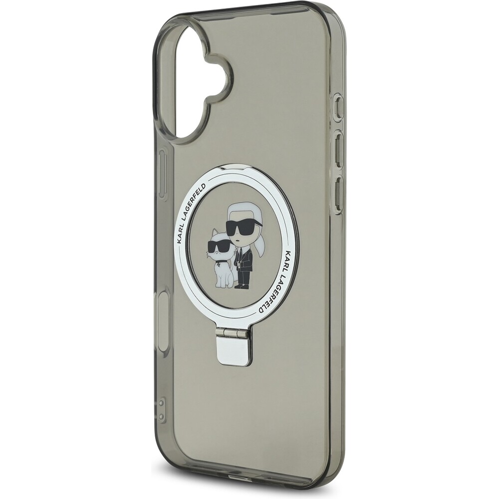 Karl-Lagerfeld-Ringstand-Karl-and-Choupette-MagSafe-kryt-pro-iPhone-16-Plus-cerny
